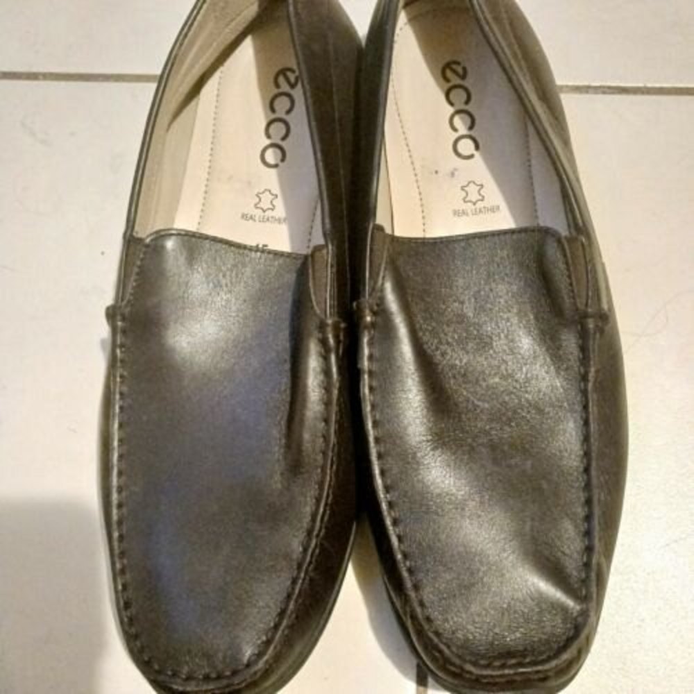 ECCO Brown Leather Moc  Loafers Shoes Men's Size 45 EUR